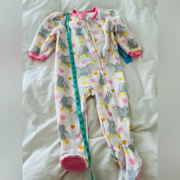 Disney Baby New Pink Dumbo Onesie Fleece Pajamas 18-24 Months - Picture 6 of 8